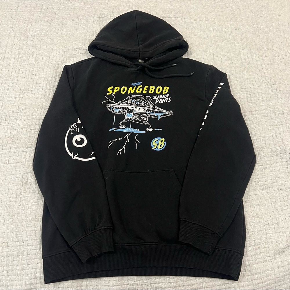 H&M x SpongeBob Scaredy Pants Hoodie Black Graphic Men’s M